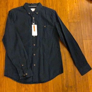 Men’s Demin & Flower button down, blue medium (slim fit)